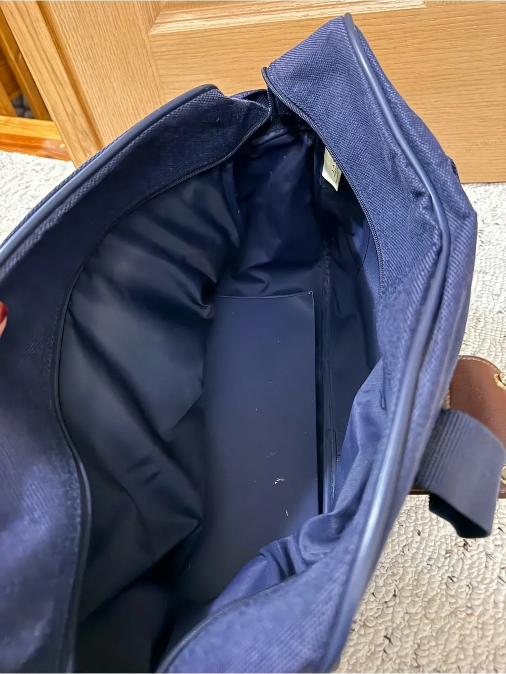Classic Navy Duffel Bag with Adjustable Shoulder Strap